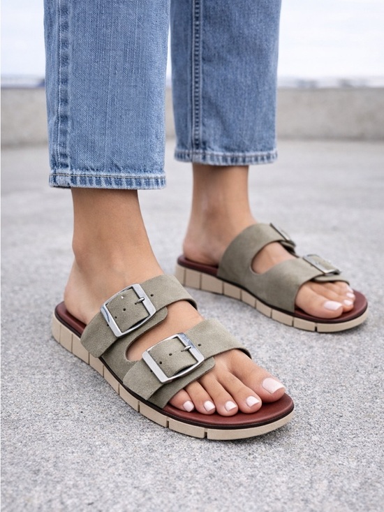 MIA Shoes - MIA Olive Double Strap Sandals